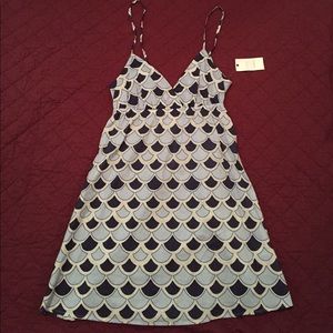 light blue and navy scallop dress